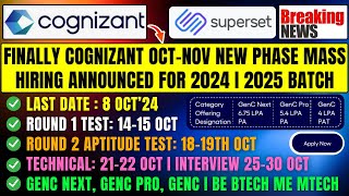 Cognizant Superset Mass Hiring For 2024  2025 Batch  Finally New Phase OFF Campus Hiring Announced [upl. by Avilo]