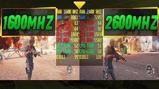 ram 16gb Comparison 1600mhz vs 2400mhz dual channel overclock Test in game just cause 3 [upl. by Aneerol661]