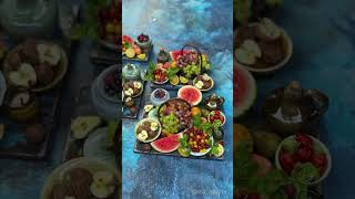 Miniature sets of fruits and berries on a board for dollhouse decoration [upl. by Dmitri]