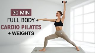 30 Min Cardio Pilates  Strength with Weights or Water Bottles  Fat Burning  Toning No Repeat [upl. by Siver]