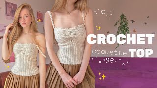 CROCHET coquette TOP ✨  super easy [upl. by Sharia]