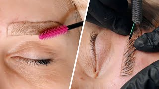 Eyebrows Microblading Transformation  Step By Step [upl. by Bihas]