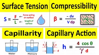 Capillary Rise Capillary Action of Water amp Mercury Surface Tension Compressibility  Shubham Kola [upl. by Vinay]