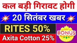 कल गिरावट होगी rites share latest news axita cotton ltd latest news motisons jewellers [upl. by Gayner]