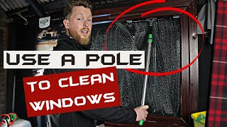 Easy Way To CLEAN WINDOWS WITH A POLE  Extension Pole Tips amp Tricks For Beginners [upl. by Srini]