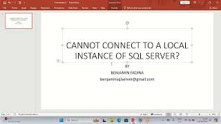 CAN NOT CONNECT TO SQL SERVER [upl. by Elletsirhc585]