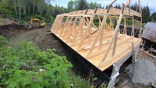 House Construction TRIO 150  Part two  Second step trusses  backfill basement [upl. by Amekahs]