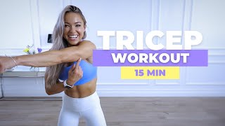 15 MIN TRICEP WORKOUT with Dumbbells  No Repeat  Caroline Girvan [upl. by Latimore750]