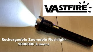 Vastfire Rechargeable Zoomable Flashlight 2000000 Lumens  Battery Bank  Lantern mode [upl. by Minardi249]