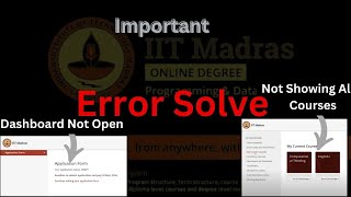 Dashboard Error solve iitmadras [upl. by Regazzi416]