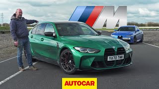 New BMW M3 Competition G80 vs 2021 Alfa Romeo Giulia Quadrifoglio review  Autocar [upl. by Tibbs648]