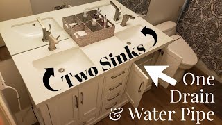 Install Double Bowl Sink Vanity w Only One Wall Water Pipe Connection amp Drain Pipe Using PVC [upl. by Davies]