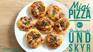 Mini Pizza mit Dinkelmehl und SKYR  Pizza piccola  Pizza Teig Rezept [upl. by Alika]