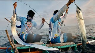 Fun to Catch 2 Big Scabbards  Vertical Jigging in the Philippines  Afternoon Jigging trip  Fishin [upl. by Nobe]