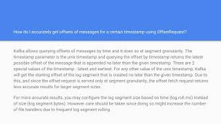 How do I accurately get offsets for a certain timestamp using OffsetRequest [upl. by Bolanger]