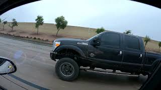 Catching Black Jacked Up Mud Flapless Limo Tinted Rock Throwing Windshield Breaking Ford F350 Truck [upl. by Gould]