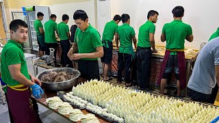 The BEST STREET FOODS Uzbek GIANT FOOD FACTORY The LARGEST SAMOSA Centers [upl. by Vasilis329]