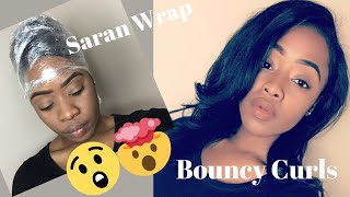 Saran Wrap TechniqueSilk Press for Natural Hair Bouncy Curls Kathy Dorleans [upl. by Metzgar765]