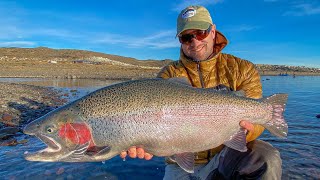 Fly Fishing in Patagonia Monster Rainbow Trout Action at Jurassic Lake [upl. by Curran749]