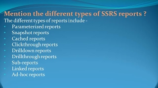 SSRS Interview Questions and Answers for freshers and experienced– Part 3 [upl. by Kremer972]