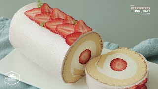 딸기 롤케이크 만들기  Strawberry Roll Cake Recipe  Cooking tree [upl. by Ahsikel386]