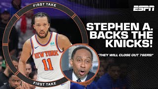 Stephen A BELIEVES in the Knicks to CLOSE OUT the 76ers in the series 👀  First Take [upl. by Esilahc]