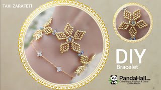 DIY Farklı Çiçekli Bileklik yapımıDifferent Flowery Bracelet making Pandahall Tutorial [upl. by Livingstone779]