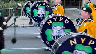 NYPD Emerald Society Bagpipes and Drums Band St Patrick’s Day NYC 2024 [upl. by Ive]