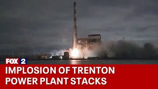 Trenton power plant stacks imploded [upl. by Cooperstein]