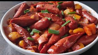 How to make Srilankan Devilled Sausages  Easy recipe [upl. by Brandice]