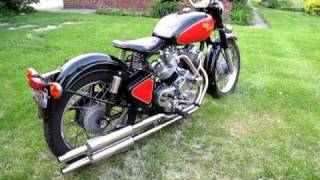 Enfield bullet based V twin quotThe Musketquot with mufflers  start idling revved [upl. by Hurd]