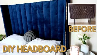 HOW TO MAKE A DIY WINGED HEADBOARD  RESTORATION BEFORE AND AFTER [upl. by Nhtanhoj]