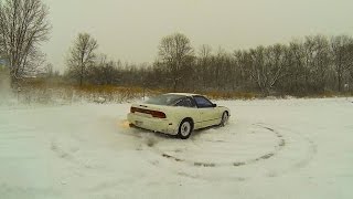 Two Nissan 240SX Drifting in Winter [upl. by Worlock196]