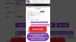 CRUD in Asp Net C with SQL programminggeek short crud [upl. by Hadnama]