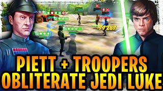 INSANE GRAND ARENA Admiral Piett and Imperial Troopers Hard Counters Jedi Knight Luke Skywalker [upl. by Banwell849]