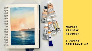 Comparison of 9 Naples Yellow Reddish and 3 Jaune Brilliant 2 a beautiful peachy watercolor [upl. by Larrej439]