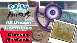 All Unown Locations Crimson Mirelands  Pokémon Legends Arceus [upl. by Meier181]