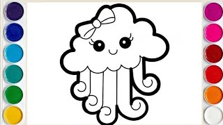 Clouds Drawing ll How to Draw Rainbow 🌈 Clouds ll Easy Step By Step drawing cloud [upl. by Aikkan]