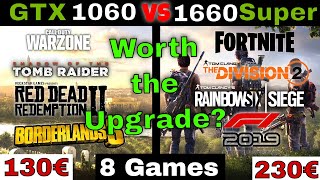 GTX 1060 6GB OC vs GTX 1660 Super 👍Benchmark in 8 Games 🎮1080p FPS Comparison [upl. by Nedaj]