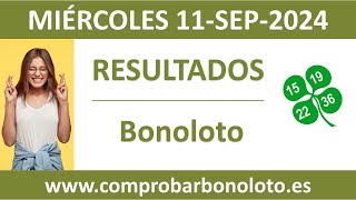 Resultado del sorteo Bonoloto del miercoles 11 de septiembre de 2024 [upl. by Franchot]