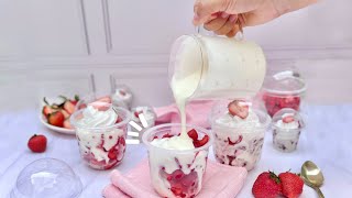 El POSTRE delicioso para VENDER casi TODO EL AÑO 🍓 Las mejores FRESAS con CREMA para VENDER en vaso [upl. by Adnhoj]