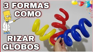 3 formas fáciles de rizar globos largos  técnicas como hacer globos en espiral 2021 [upl. by Akehs]