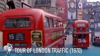 Tour of London Traffic DoubleDecker Buses amp Black Cabs 1970  British Pathé [upl. by Hpesoy]