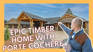 Timber Home Walkthrough  Featuring Porte Cochere and Back Patio Lakefront Porch [upl. by Zahavi620]