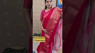 Pure Georgette Saree With Contrast Banarasi Blouse GeorgetteSaree BanarasiBlouse SareeGoals [upl. by Notluf]