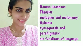 Roman Jacobson theory metaphor and metonymy Aphasiasyntagmatic and paradigmatic function of lang [upl. by Deirdra292]