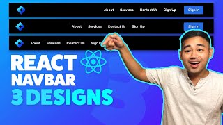 React Navbar Tutorial Responsive  3 Designs [upl. by Arahd]