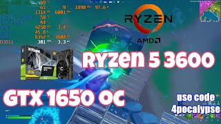 RYZEN 5 3600  GTX 1650  Fortnite benchmark Performance Mode 1440P  low meshes  1820x1080 Res [upl. by Rehpotisrhc]