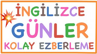 İNGİLİZCE GÜNLER  KOLAY EZBERLEME [upl. by Oryaj]