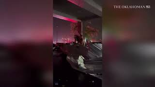 Tornado seen hitting road in Barnsdale and hotel in Bartlesville storm damage seen in Oklahoma [upl. by Droffig]